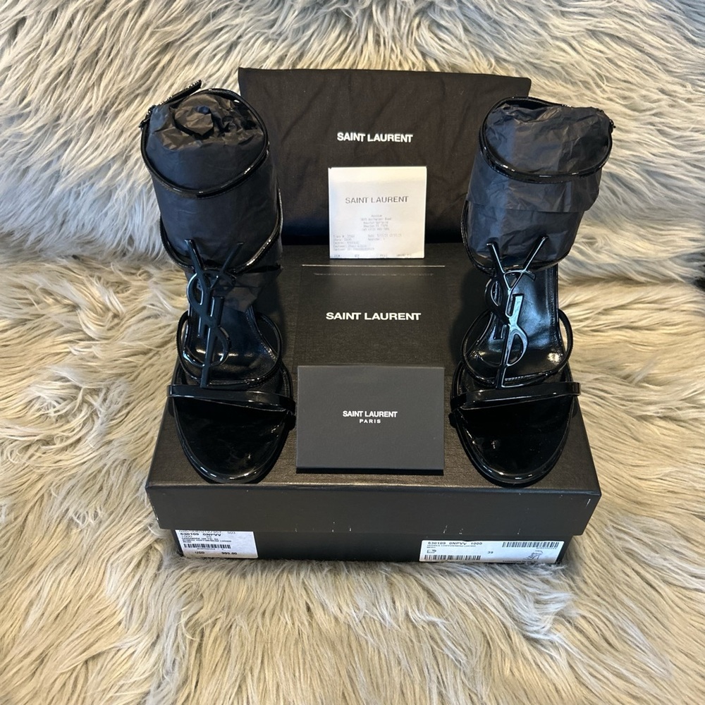 Saint Laurent Black Strappy Heels